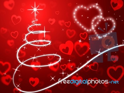Red Christmas Tree Background Shows Holidays And Love
 Stock Image