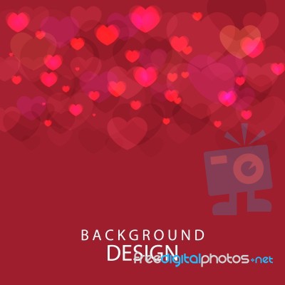 Red Color Heart Banner,card And Background Design Stock Image