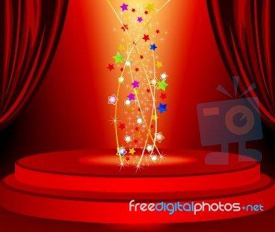 Red Curtains In Marquee Stock Image
