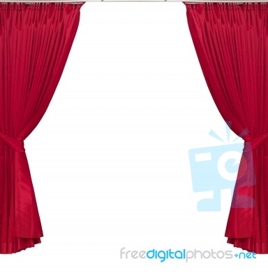 Red Curtains On White Background Stock Photo