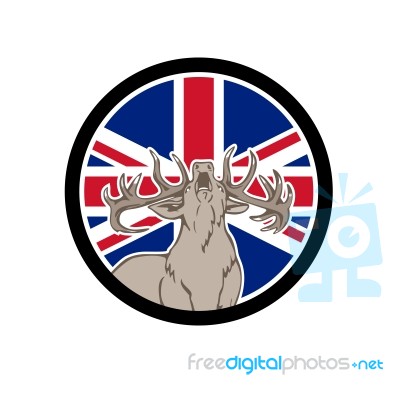 Red Deer Union Jack Flag Icon Stock Image