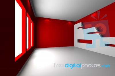 Red Empty Room Stock Image