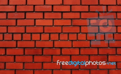 Red Flat Brick Wall Stock Photo