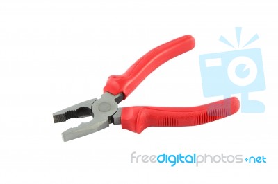 Red Handle Short Mouth Pliers Stock Photo