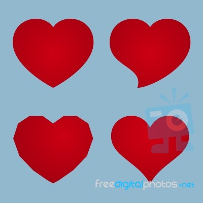 Red Heart Icon Set Stock Image