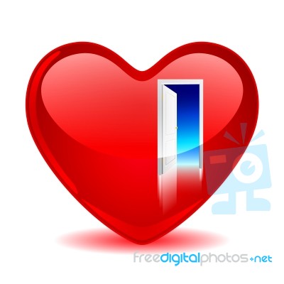 Red Heart With An Open Door Stock Image