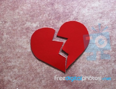 Red Heartbreak / Broken Heart Or Divorce Stock Photo