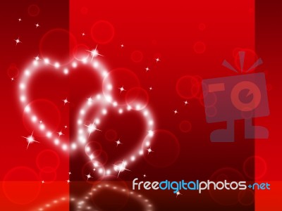 Red Hearts Background Shows Fondness Special And Sparkling
 Stock Image
