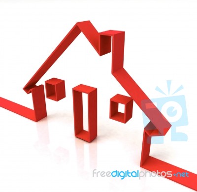 Red House Symbol Shows Real Estate Or Rentals Stock Image