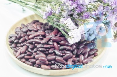 Red Kidney Bean And Static Flower Stock Photo