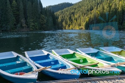 Red Lake, Eastern Carpathians/romania - September 19 : Rowing Bo… Stock Photo