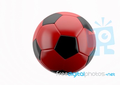 Red Leather Soccer Ball Stock Image