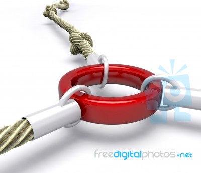 Red Link Shows Attached Connection Stock Image