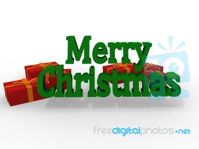 Red Merry Christmas 3D Lettering Stock Photo
