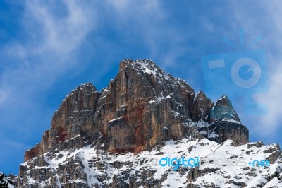 Red Mountain Near Cortina D'ampezzo Stock Photo