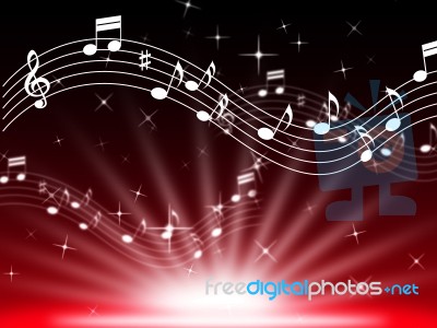 Red Music Background Means Musical Playing And Brightness
 Stock Image