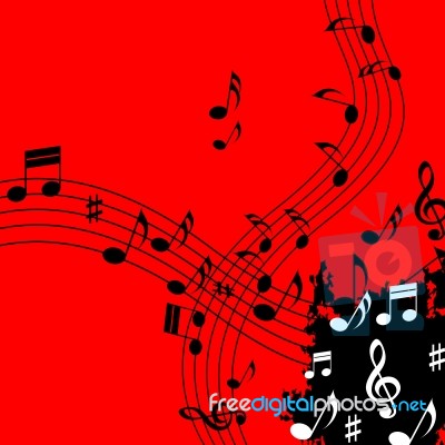 Red Music Background Means Soundwaves Piece And Notes
 Stock Image