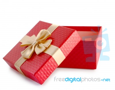 Red Open Empty Gift Box Clipping Path Stock Photo