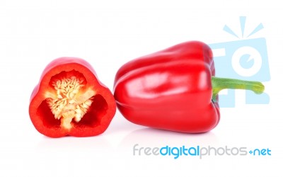 Red Paprika Isolated On White Background Stock Photo