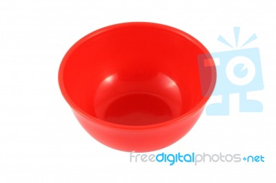 Red plastic bowl Stock Photo