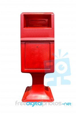Red Postbox Isolated On White Background Stock Photo