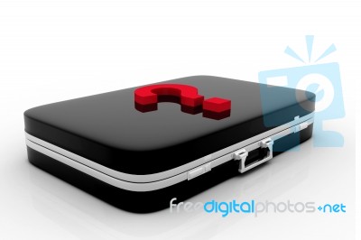 Red Question Mark On A Black  Suitcase Stock Image