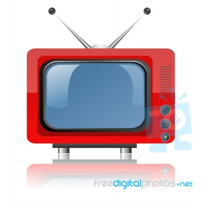 Red Retro TV Stock Image