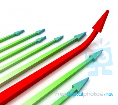 Red Right Arrow Ahead Shows Growth Stock Image