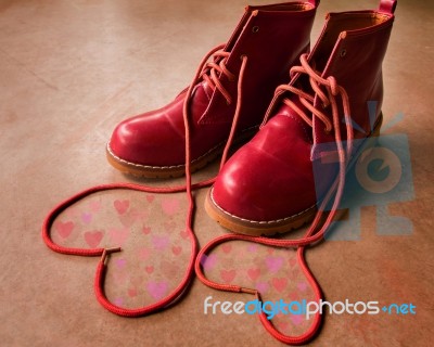 Red Shoes With Heart Stock Image