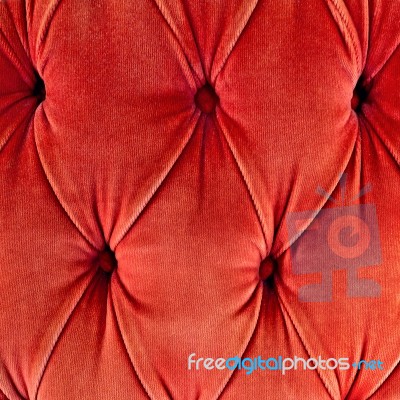 Red Sofa Upholstery Velvet Fabric Stock Photo