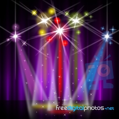 Red Stage Represents Beam Of Light And Colorful Stock Image