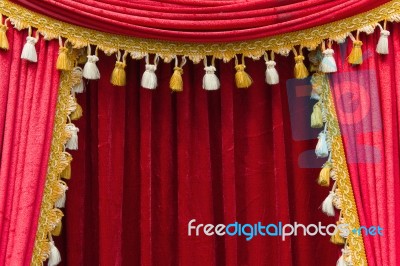 Red Theater Curtain Stock Photo