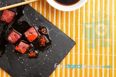 Red Tuna Sashimi With Salmon Roe Stock Photo Red Tuna Sashimi With Salmon Roe Stock Photo