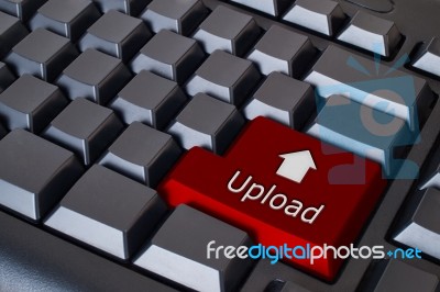 Red Upload Button Stock Photo