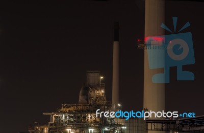 Refinery Plant At Dusk Stock Photo