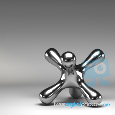 Reflective Molecular Structure On Grey Stock Image