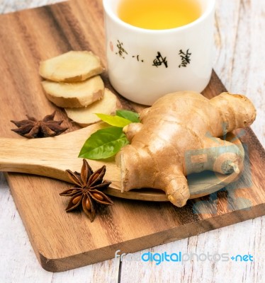 Refreshing Ginger Tea Means Drinks Refreshed And Cup Stock Photo