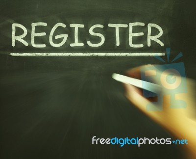 Register Chalk Shows Joining Subscribing Or Check In Stock Image