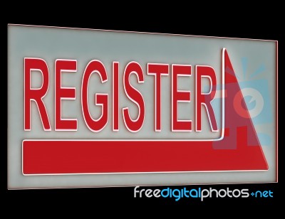 Register Sign Button Showing Members Subscriptions Stock Image