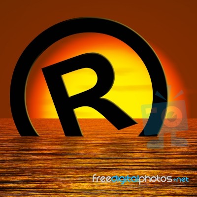 Registered Symbol Sinking In Sea Stock Image