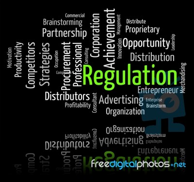 Regulation Word Indicates Guidelines Rule And Regulate Stock Image