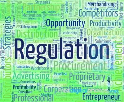 Regulation Word Indicates Ruling Rules And Statute Stock Image