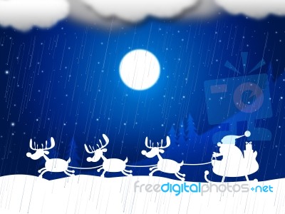 Reindeer Snow Indicates Father Christmas And Animal Stock Image