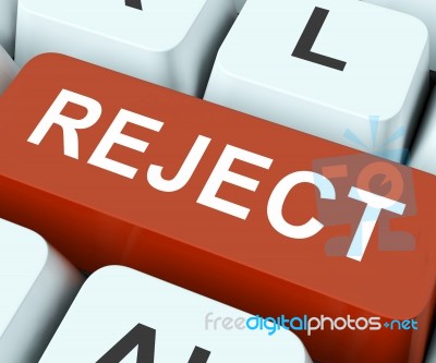 Reject Key Means Decline Or Deny Stock Image