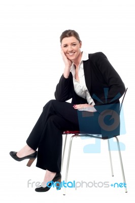 Relaxed Smiling Corporate Lady Stock Photo