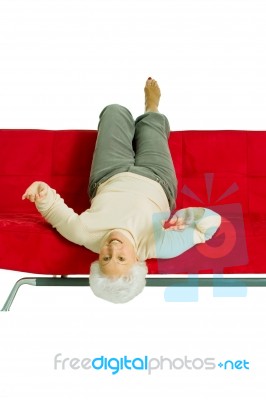 Relaxing Elder Woman Stock Photo