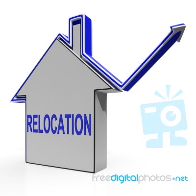 Relocation House Means Shifting And Change Of Residency Stock Image