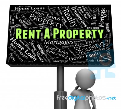 Rent Property Represents Sign Offices And Housing 3d Rendering Stock Image