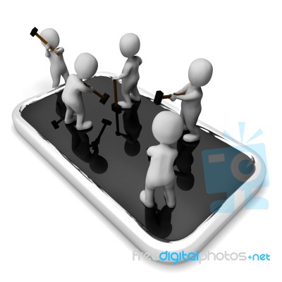 Repair Fix Indicates Mobile Support And Diagnosis 3d Rendering Stock Image