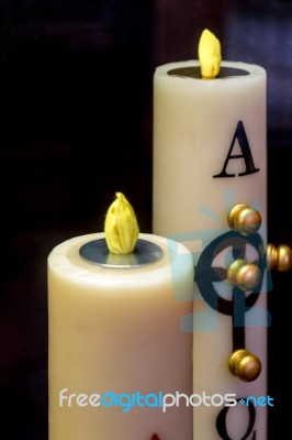 Replica Of Paschal Candles In Canterbury Cathedral Stock Photo